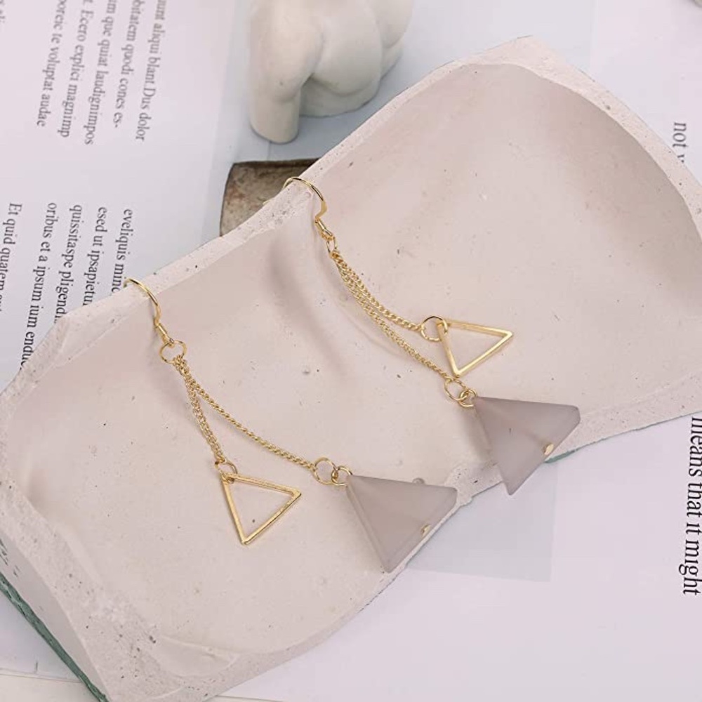 Escaped Triangle Drop Dangle Earrings - Picture 2 of 4